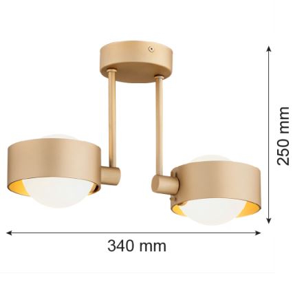 Argon 7215 - Candeeiro suspenso para casa de banho MASSIMO PLUS 2xG9/6W/230V IP44 dourado