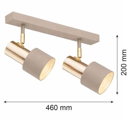 Argon 7299 - Spot DOR 2xE27/15W/230V dourado/bege