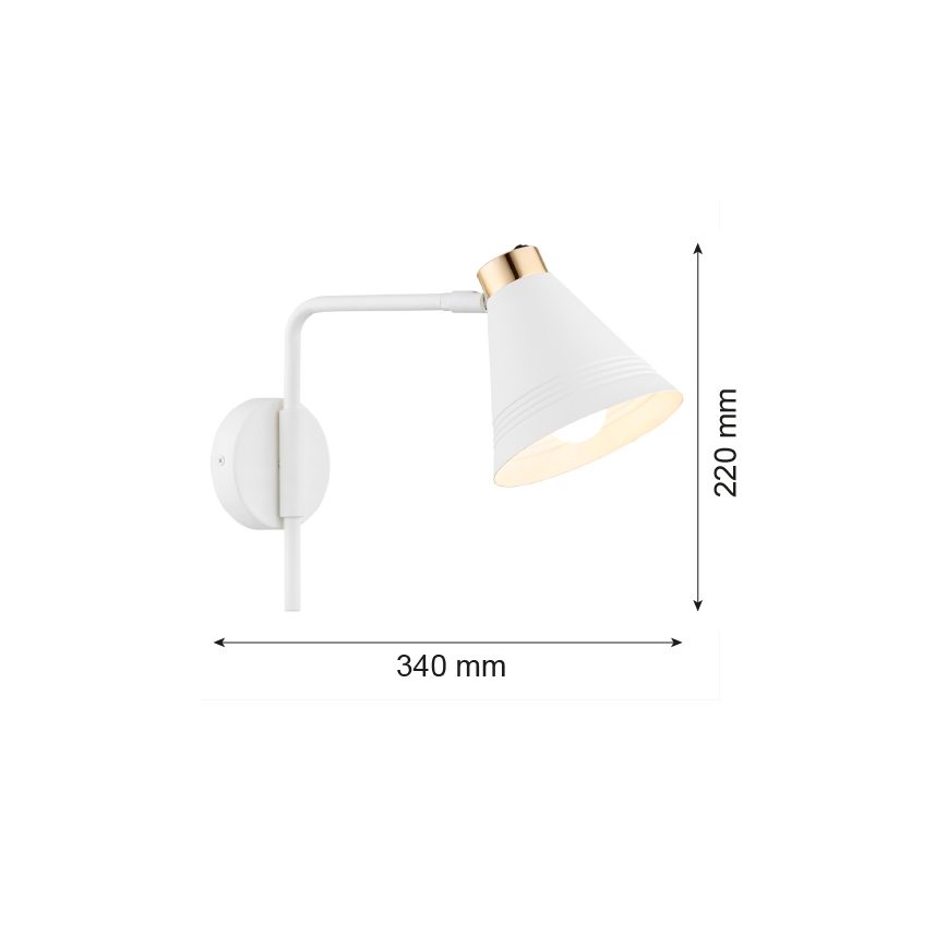 Argon 8006 - Candeeiro de parede AVALONE 1xE27/15W/230V 34 cm branco/dourado