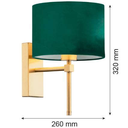 Argon 8107 - Candeeiro de parede ABBANO 1xE27/15W/230V latão/verde