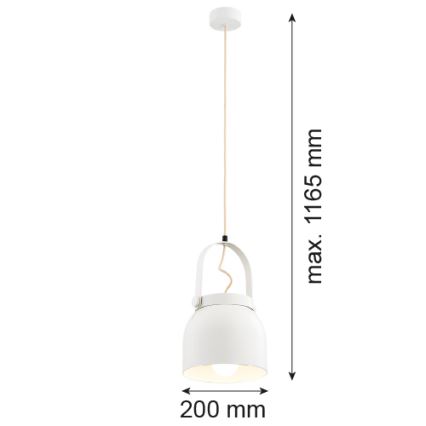 Argon 8280 - Candelabro suspenso LOGAN 1xE27/15W/230V diâmetro 20 cm branco