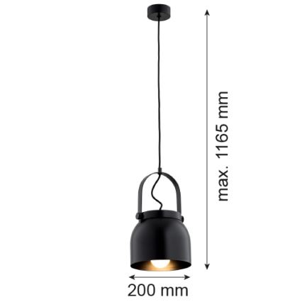 Argon 8281 - Candelabro suspenso LOGAN 1xE27/15W/230V diâmetro 20 cm preto