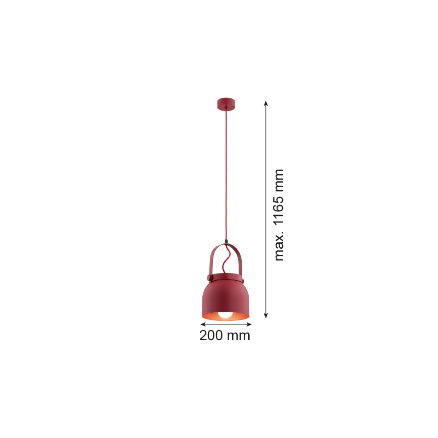 Argon 8282 - Candelabro suspenso LOGAN 1xE27/15W/230V diâmetro 20 cm vermelho