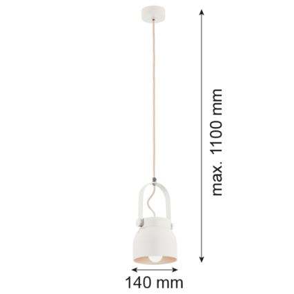 Argon 8290 - Candelabro suspenso LOGAN 1xE27/15W/230V diâmetro 14 cm branco