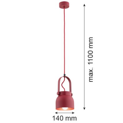 Argon 8292 - Candelabro suspenso LOGAN 1xE27/15W/230V diâmetro 14 cm vermelho