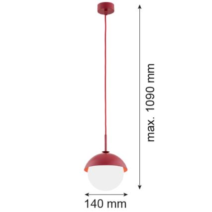 Argon 8296 - Candelabro suspenso CAPPELLO 1xE27/15W/230V vermelho