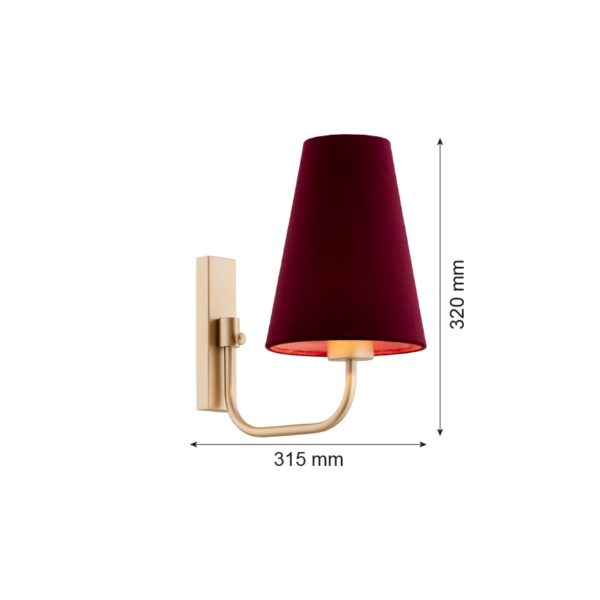 Argon 8313 - Candeeiro de parede SAFIANO 1xE27/15W/230V borgonha