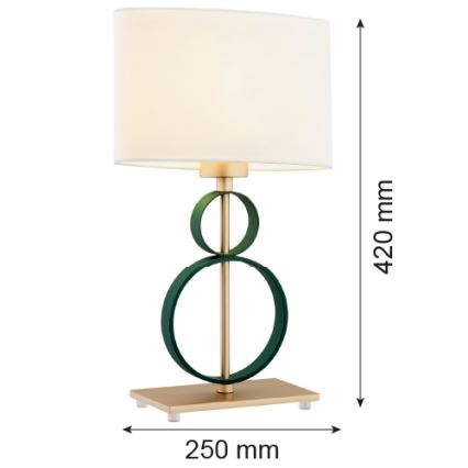 Argon 8317 - Lâmpada de mesa PERSEO 1xE27/15W/230V 42 cm creme/verde