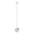 Argon 8451 - Candelabro suspenso ALMIROS 1xE14/7W/230V diâmetro 12 cm alabastro branco/dourada