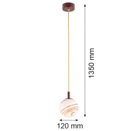 Argon 8452 - Candelabro suspenso ALMIROS 1xE14/7W/230V diâmetro 12 cm alabastro castanho/dourada