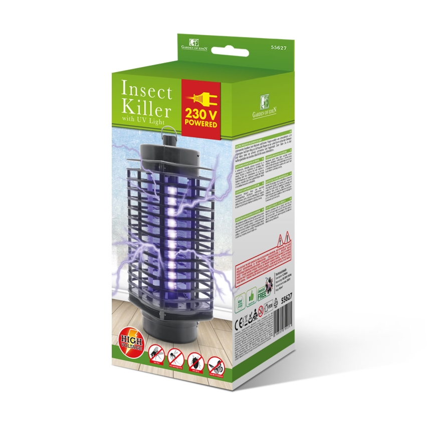 Armadilha elétrica UV para insetos 1,2W/230V, preta
