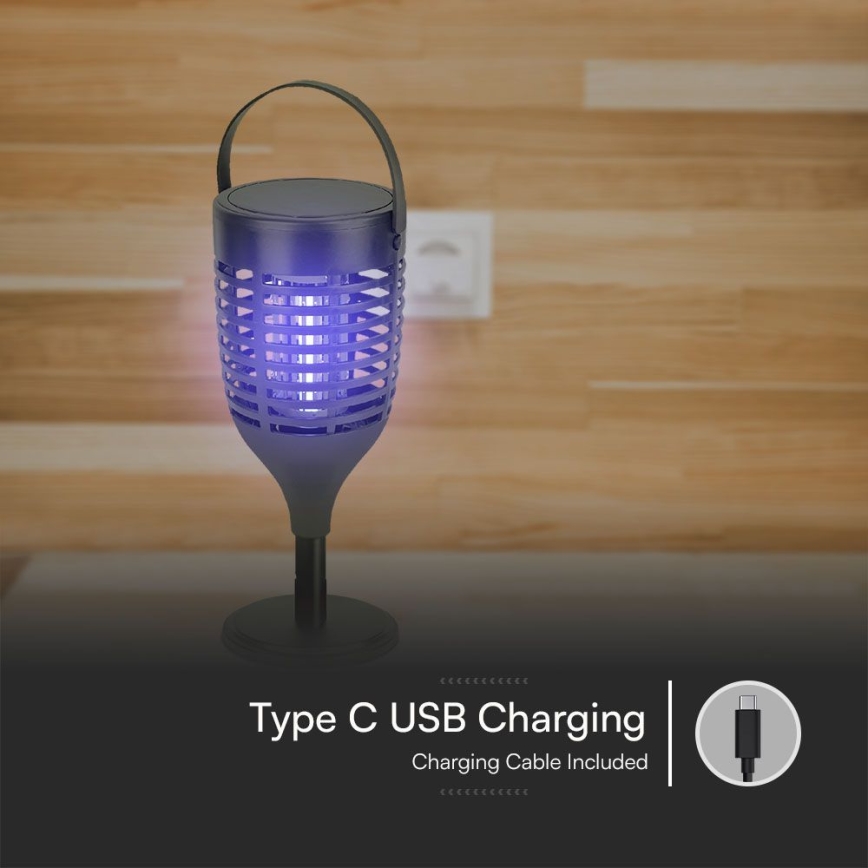 Armadilha de Insetos Solar LED 3 em 1 LED/1,3W/3,7V IP24 20 m² 2200 mAh