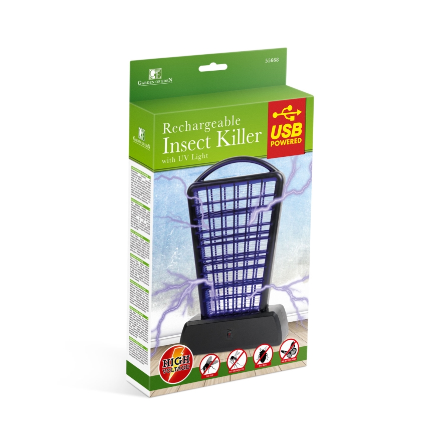 Armadilha UV para insetos 1000 mAh/5V preta