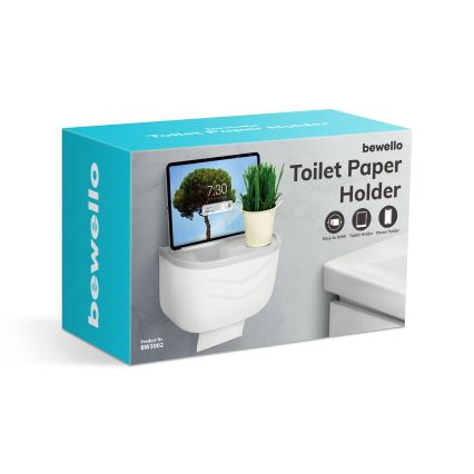 Armário com suporte para rolo de papel higiénico 21x13,5 cm branco/cinzento