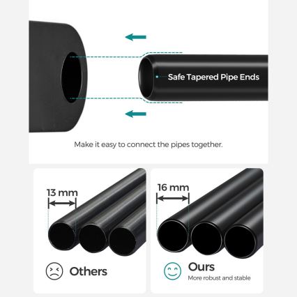 Armário de arrumação com prateleiras e barra para cabides MATIS 138x182 cm, preto