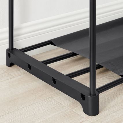 Armário de arrumação com prateleiras e barra para cabides MATIS 138x182 cm, preto