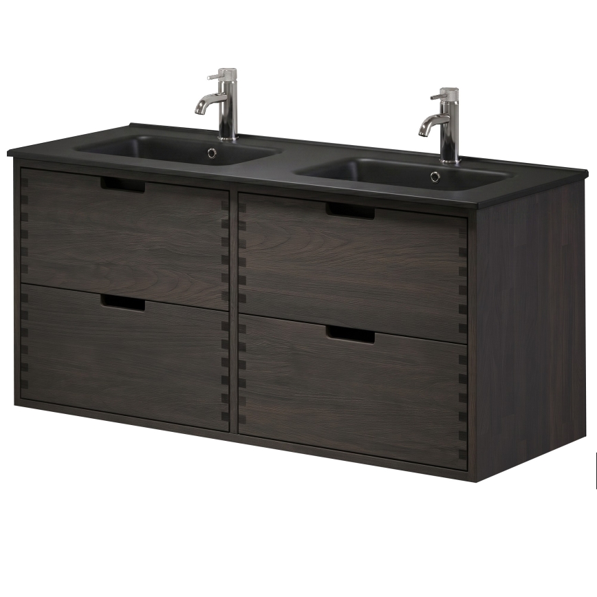 Armário de casa de banho com lavatório GRIBSKOV, 120 cm, castanho/carvalho/preto
