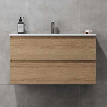 Armário de casa de banho com lavatório KENWOOD 91x50x45 cm, carvalho