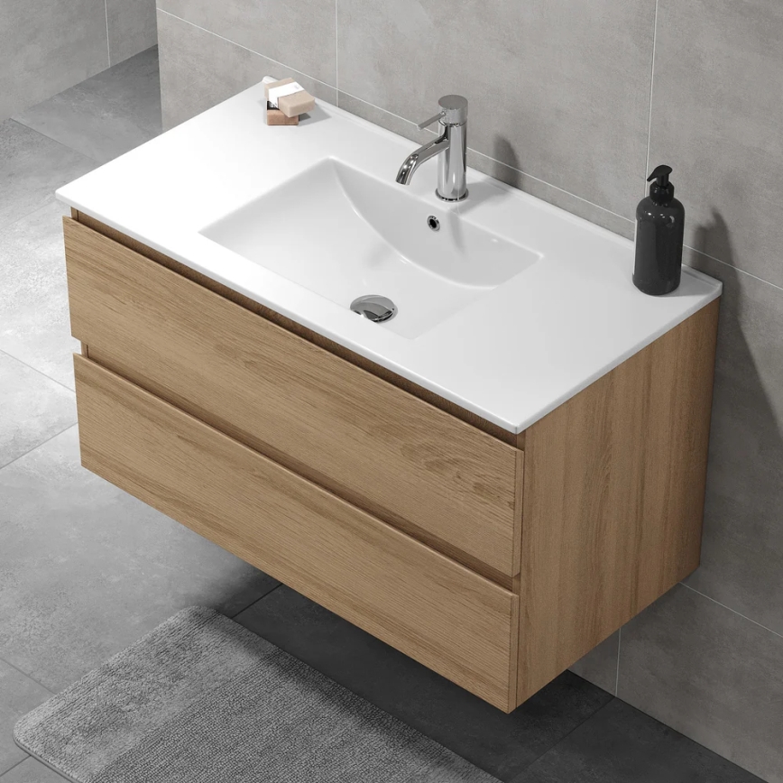Armário de casa de banho com lavatório KENWOOD 91x50x45 cm, carvalho
