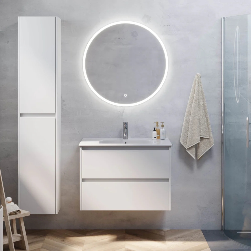 Armário de casa de banho com lavatório MOLDE 80 cm branco