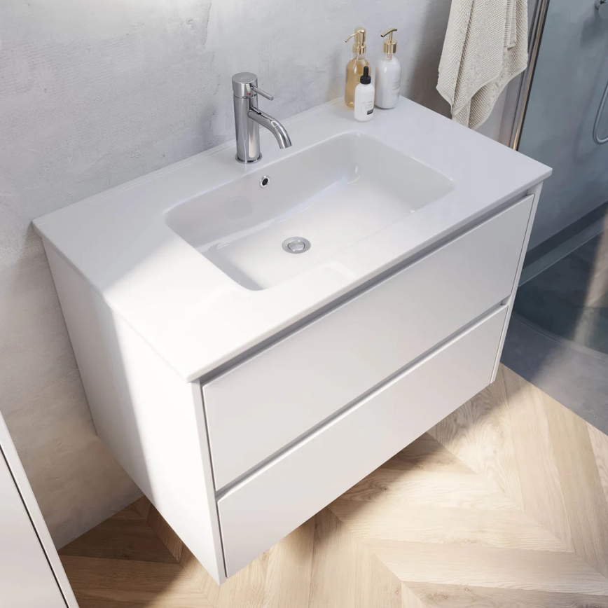 Armário de casa de banho com lavatório MOLDE 80 cm branco