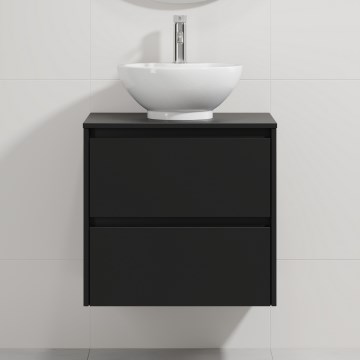 Armário de casa de banho com lavatório TRONDHEIM/DRAMMEN 60x57x46 cm preto/branco