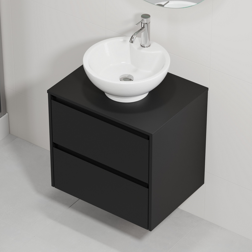 Armário de casa de banho com lavatório TRONDHEIM/DRAMMEN 60x57x46 cm preto/branco