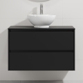 Armário de casa de banho com lavatório TRONDHEIM/DRAMMEN 90x57x46 cm preto/branco