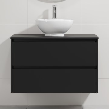 Armário de casa de banho com lavatório TRONDHEIM/DRAMMEN 90x57x46 cm preto/branco