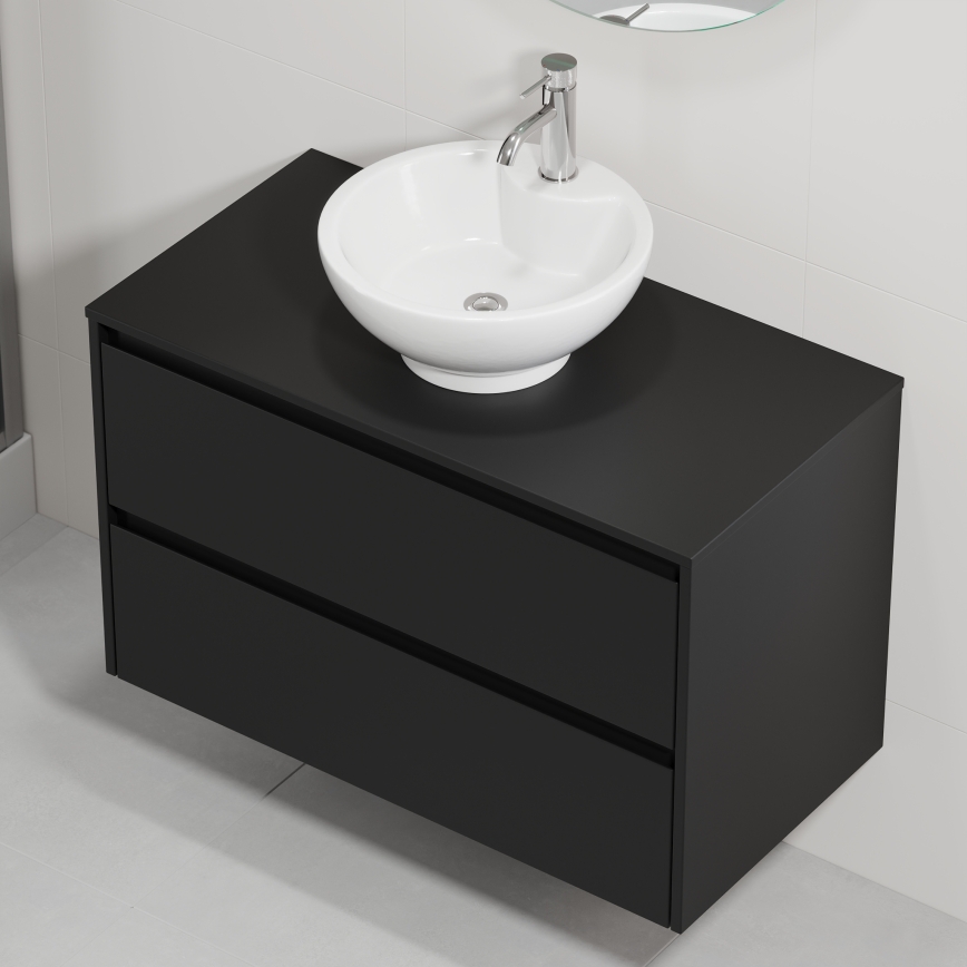 Armário de casa de banho com lavatório TRONDHEIM/DRAMMEN 90x57x46 cm preto/branco