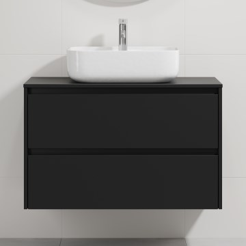 Armário de casa de banho com lavatório TRONDHEIM/KRISTIANSAND 90x57x46 cm preto/branco