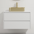 Armário de casa de banho com lavatório TRONDHEIM/LJORDAL 90x57x46 cm branco/latão