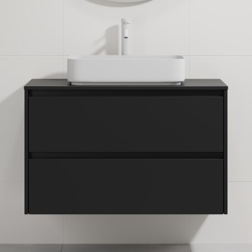 Armário de casa de banho com lavatório TRONDHEIM/LJORDAL 90x57x46 cm preto/branco