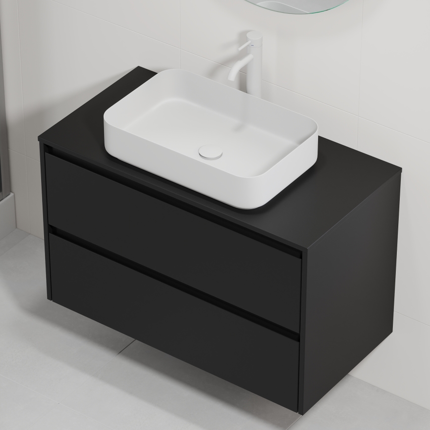 Armário de casa de banho com lavatório TRONDHEIM/LJORDAL 90x57x46 cm preto/branco