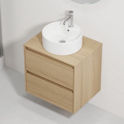 Armário de casa de banho com lavatório TRONDHEIM/VIKEDAL 60x57x46 cm carvalho/branco