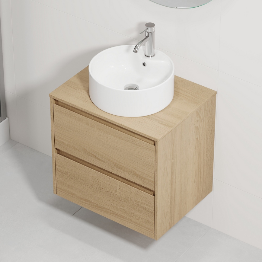 Armário de casa de banho com lavatório TRONDHEIM/VIKEDAL 60x57x46 cm carvalho/branco