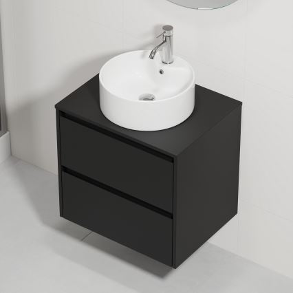 Armário de casa de banho com lavatório TRONDHEIM/VIKEDAL 60x57x46 cm preto/branco