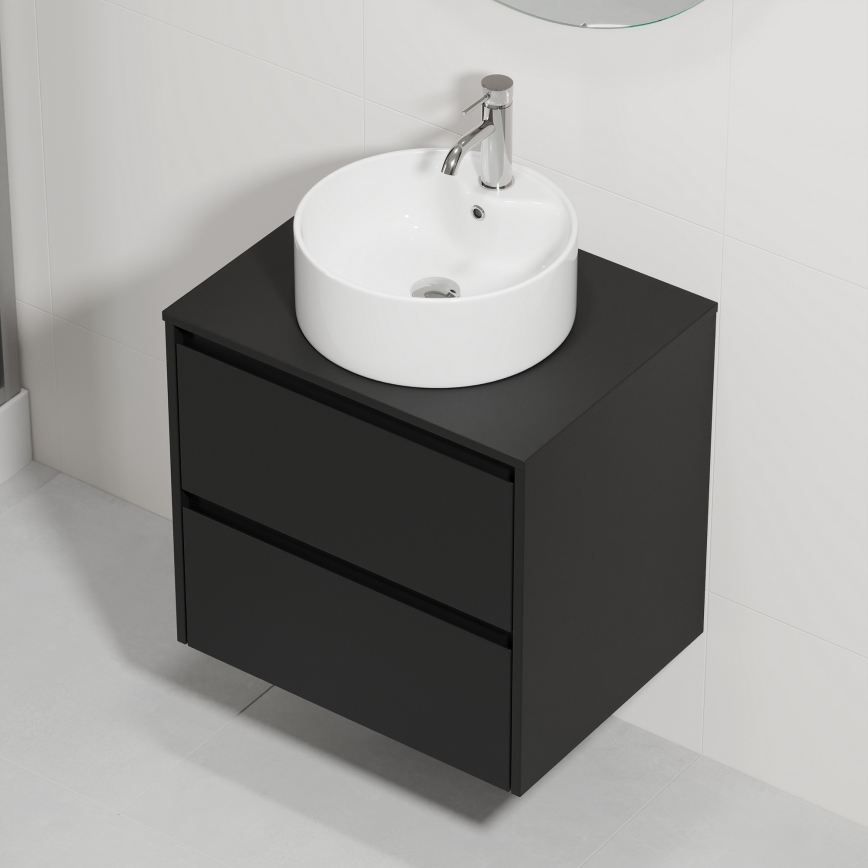 Armário de casa de banho com lavatório TRONDHEIM/VIKEDAL 60x57x46 cm preto/branco