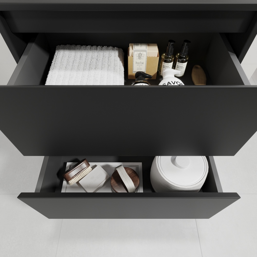 Armário de casa de banho com lavatório TRONDHEIM/VIKEDAL 60x57x46 cm preto/branco