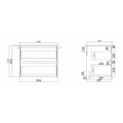 Armário de casa de banho com lavatório TRONDHEIM/VIKEDAL 60x57x46 cm preto/branco
