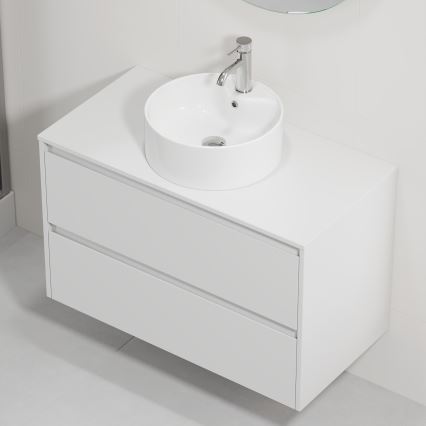Armário de casa de banho com lavatório TRONDHEIM/VIKEDAL 90x57x46 cm branco