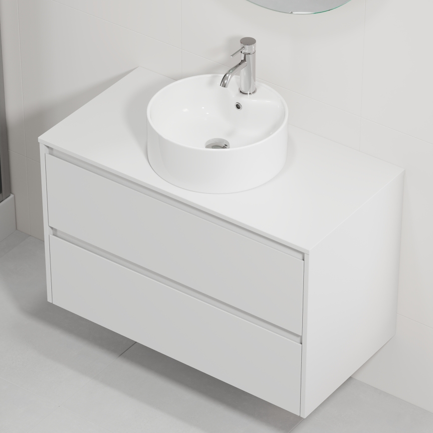 Armário de casa de banho com lavatório TRONDHEIM/VIKEDAL 90x57x46 cm branco