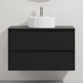 Armário de casa de banho com lavatório TRONDHEIM/VIKEDAL 90x57x46 cm preto/branco