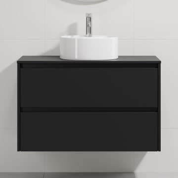 Armário de casa de banho com lavatório TRONDHEIM/VIKEDAL 90x57x46 cm preto/branco