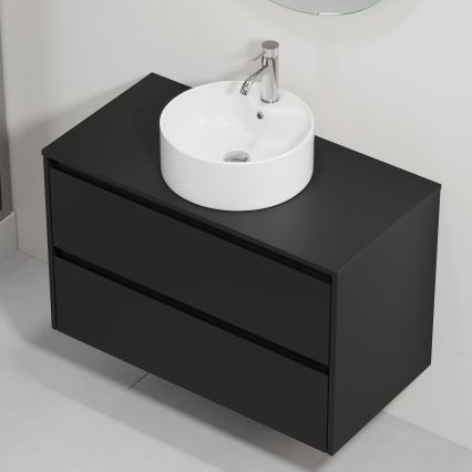 Armário de casa de banho com lavatório TRONDHEIM/VIKEDAL 90x57x46 cm preto/branco