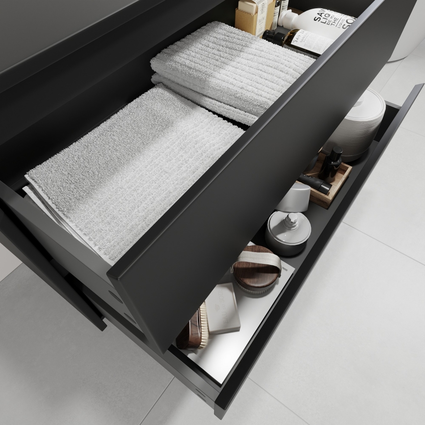 Armário de casa de banho com lavatório TRONDHEIM/VIKEDAL 90x57x46 cm preto/branco