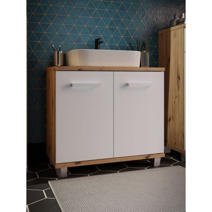 Armário de casa de banho VENOM branco/carvalho artisan