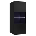 Armário de parede com iluminação LED PAVO 117x45 cm preto brilhante