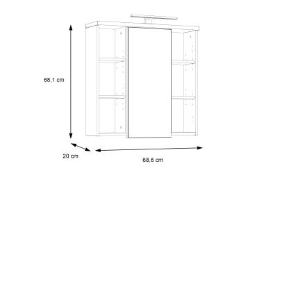 Armário de parede para casa de banho com espelho VENOM antracite/castanho
