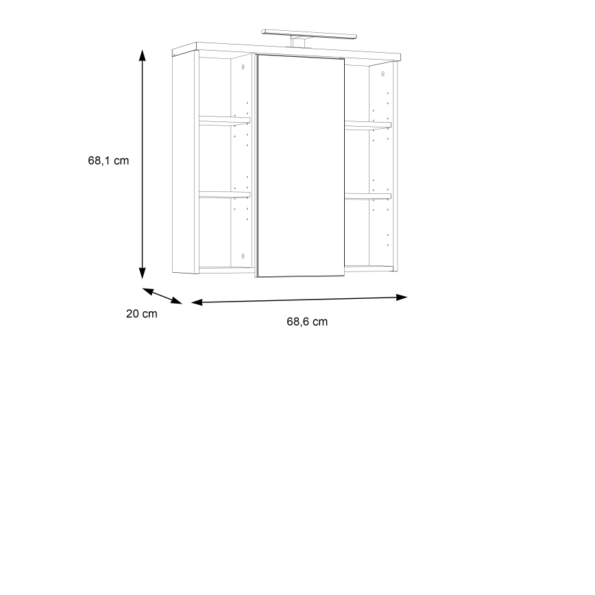 Armário de parede para casa de banho com espelho VENOM antracite/castanho